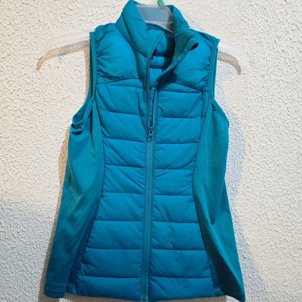 Savvi Womens Turquoise Quilted Puffer Vest Size S - Polyester & Spandex